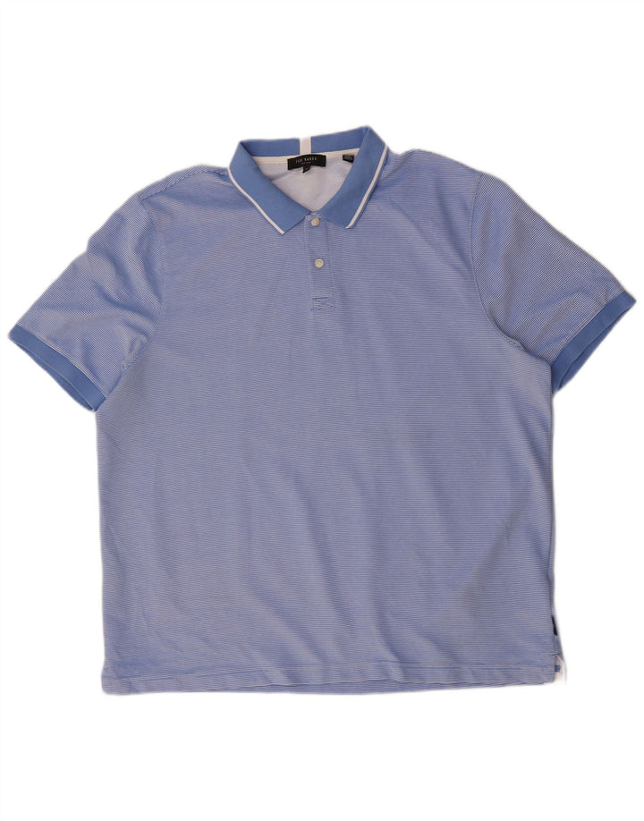 Polo da uomo Ted Baker taglia 6 2XL poliestere a righe blu