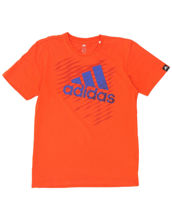 T-shirt grafica Adidas Climalite da uomo piccola in cotone arancione