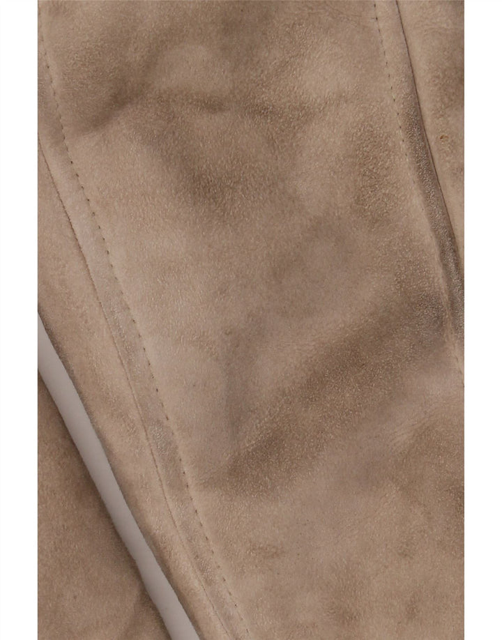 Cappotto in shearling vintage da donna IT 46 grande in pelle beige