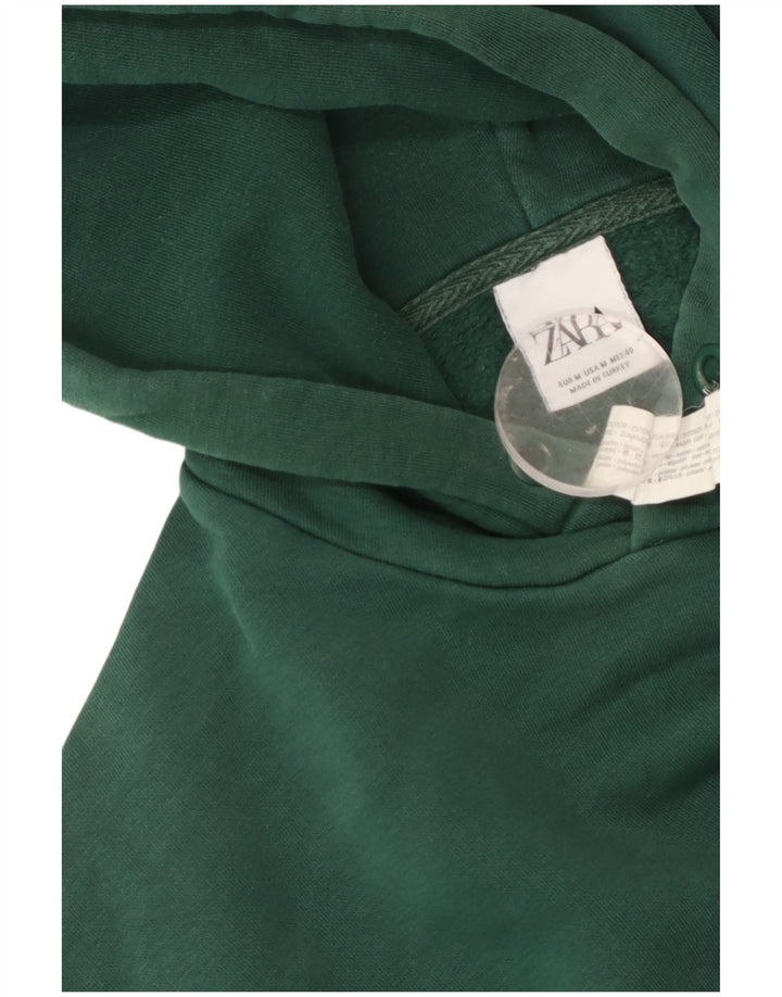 Maglione con cappuccio da uomo Zara in cotone verde medio
