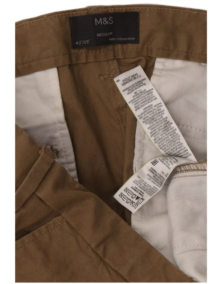 Pantaloni chino vestibilità regolare da uomo Marks & Spencer W42 L29 cotone marrone
