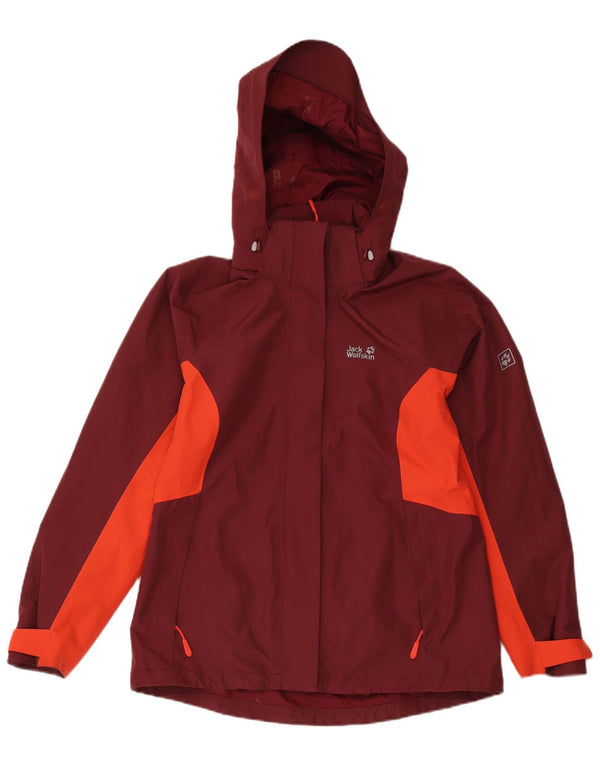 Giacca antipioggia da donna Jack Wolfskin UK 10/12 Colorblock medio bordeaux
