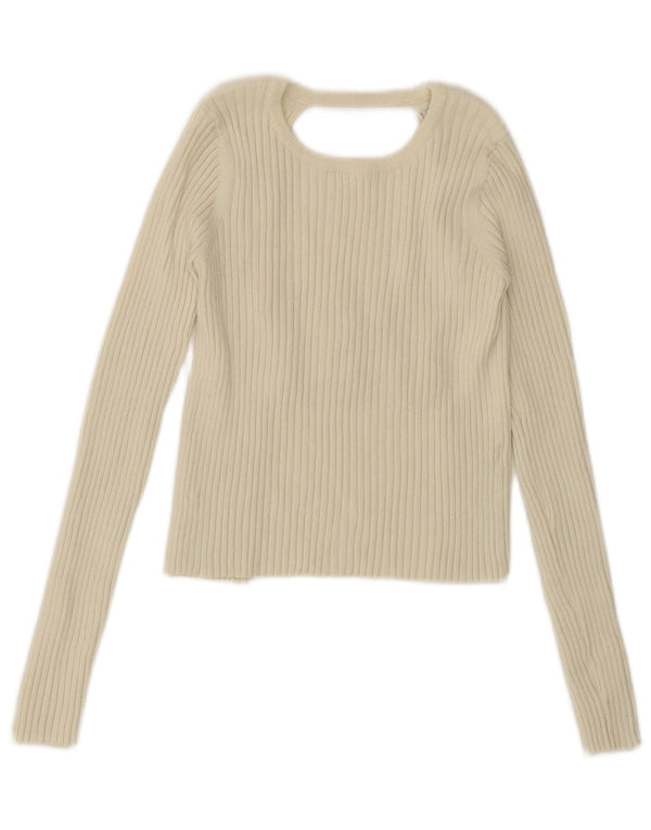 Top corto a maniche lunghe con cut-out da donna Zara UK 10 Small bianco sporco
