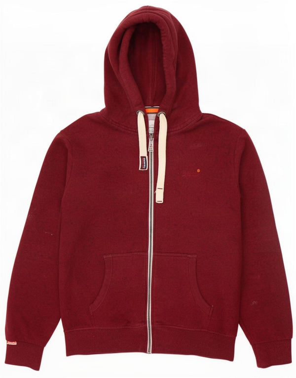 Maglione con cappuccio e zip da uomo Superdry 2XL cotone screziato bordeaux
