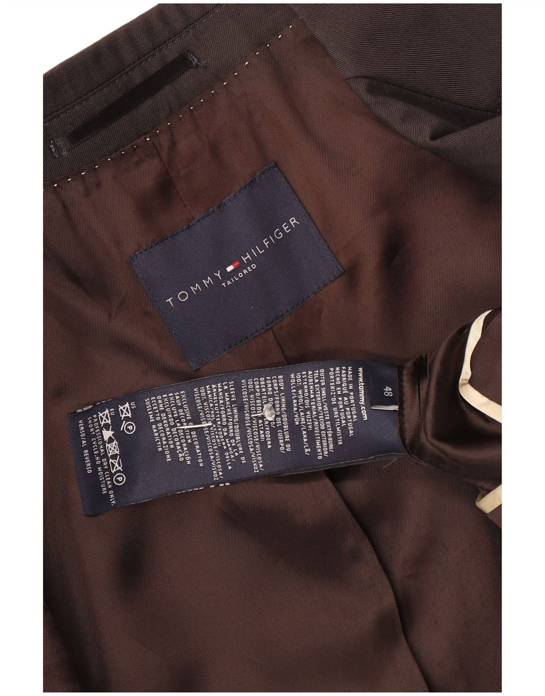 Giacca blazer da uomo a 2 bottoni Tommy Hilfiger IT 48 lana marrone medio