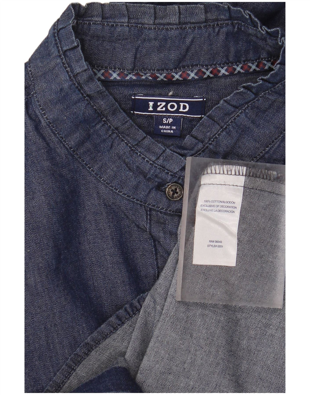 Camicia di jeans da donna IZOD UK 10 piccola in cotone blu navy