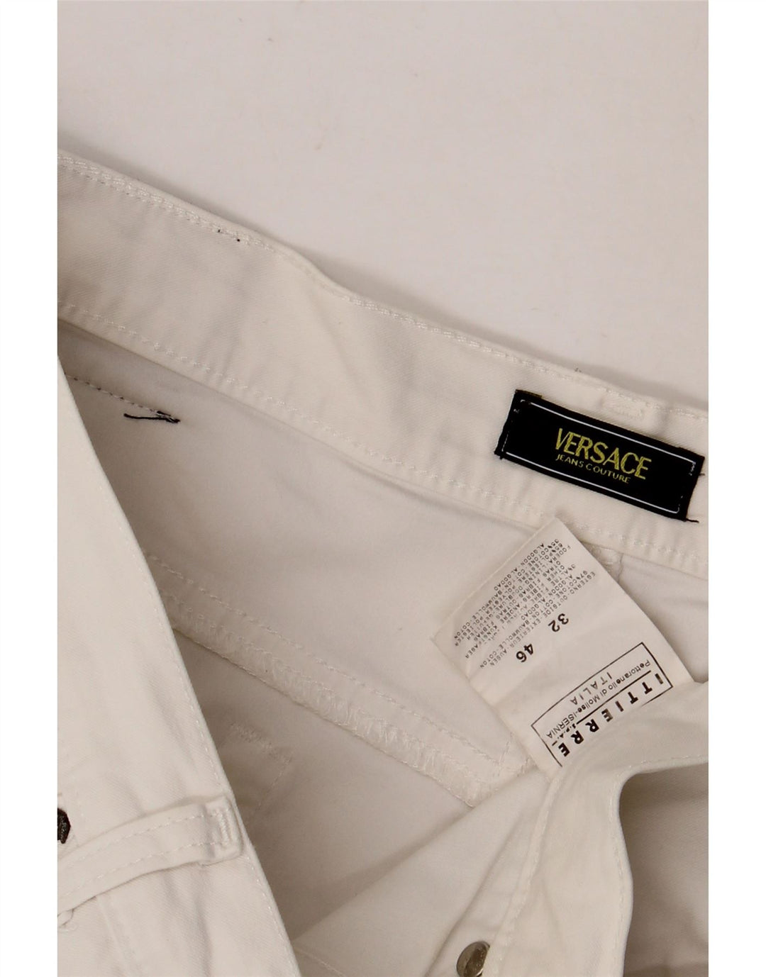 Jeans dritti da donna Versace W32 L29 cotone bianco