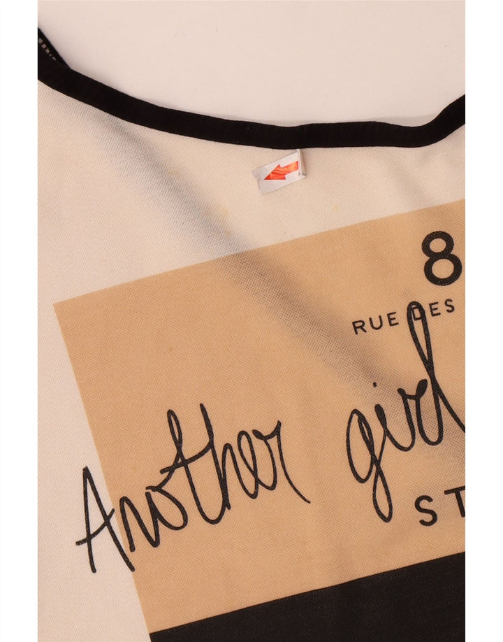 Top Zara da donna con grafica oversize manica 3/4 UK 10 Small bianco