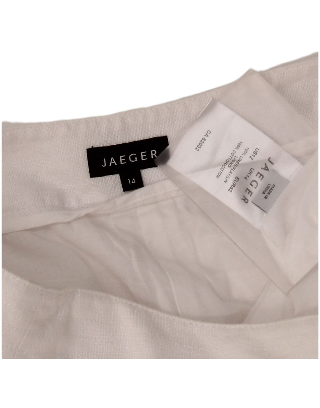 Pantaloni da abito dritti da donna Jaeger UK 14 Large W34 L29 Lino bianco