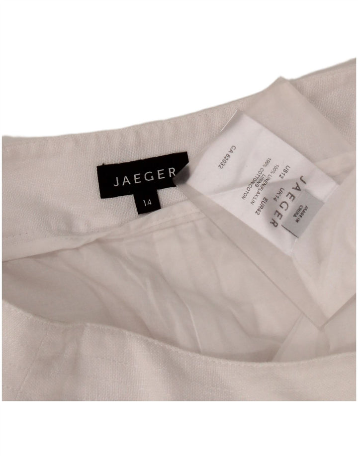 Pantaloni da abito dritti da donna Jaeger UK 14 Large W34 L29 Lino bianco