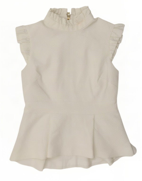 Camicetta da donna Ted Baker taglia 4 grande poliestere bianco