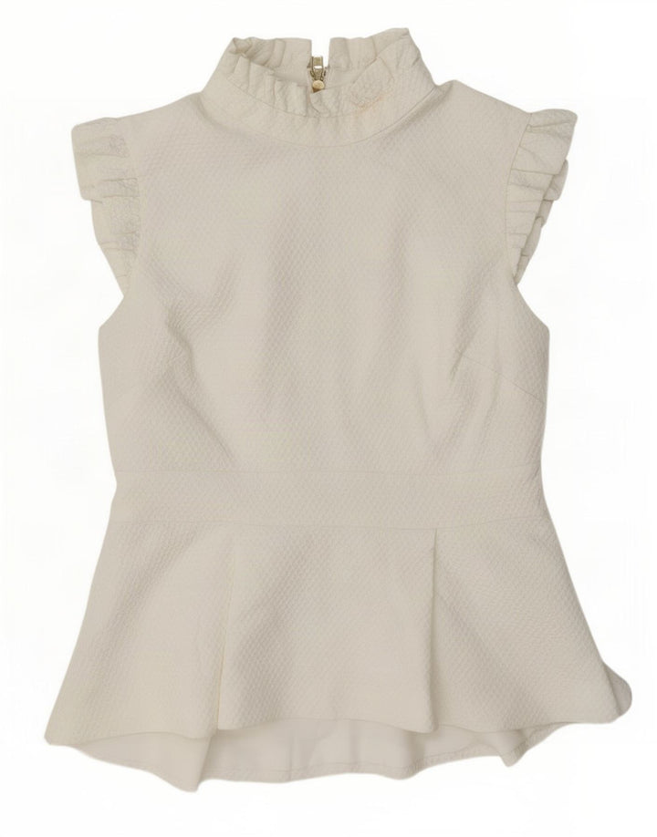 Camicetta da donna Ted Baker taglia 4 grande poliestere bianco