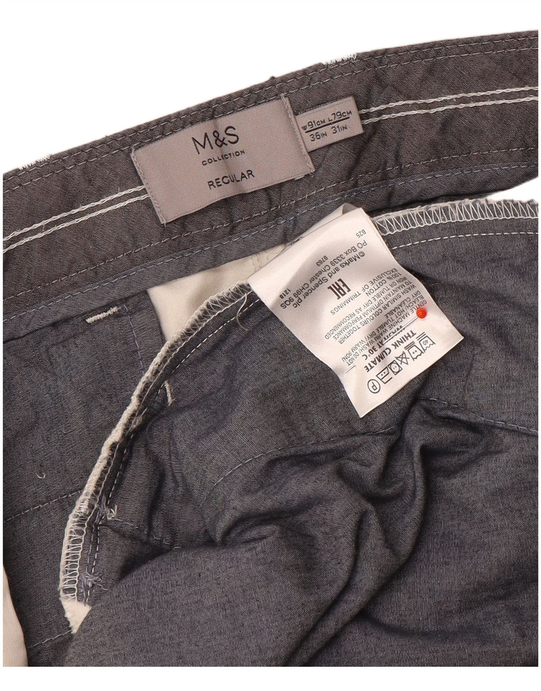 Pantaloni chino regolari dritti da uomo Marks & Spencer W36 L31 bianco sporco
