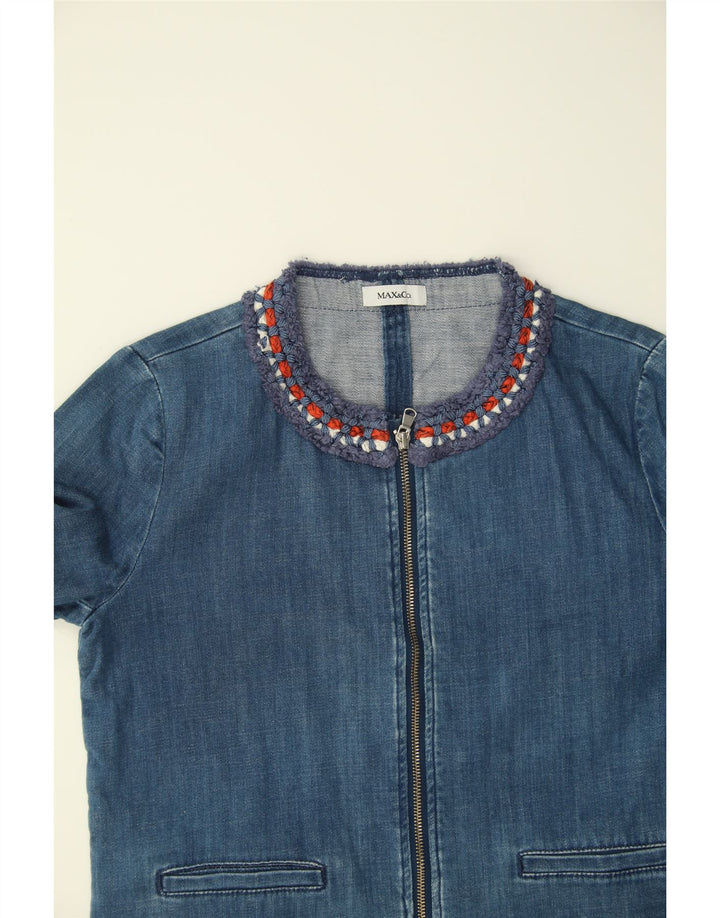 MAX & CO. Womens Short Sleeve Denim Jacket UK 12 Medium Blue Cotton Vintage Max & Co. and Second-Hand Max & Co. from Messina Hembry 