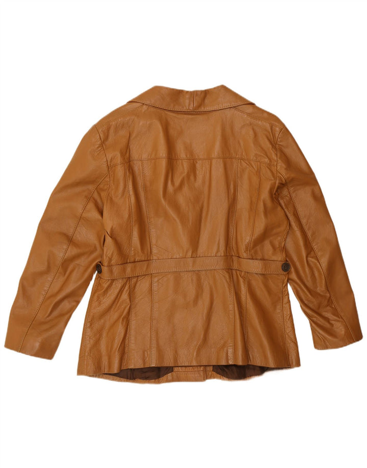 Giacca in pelle vintage da donna UK 12 Marrone medio