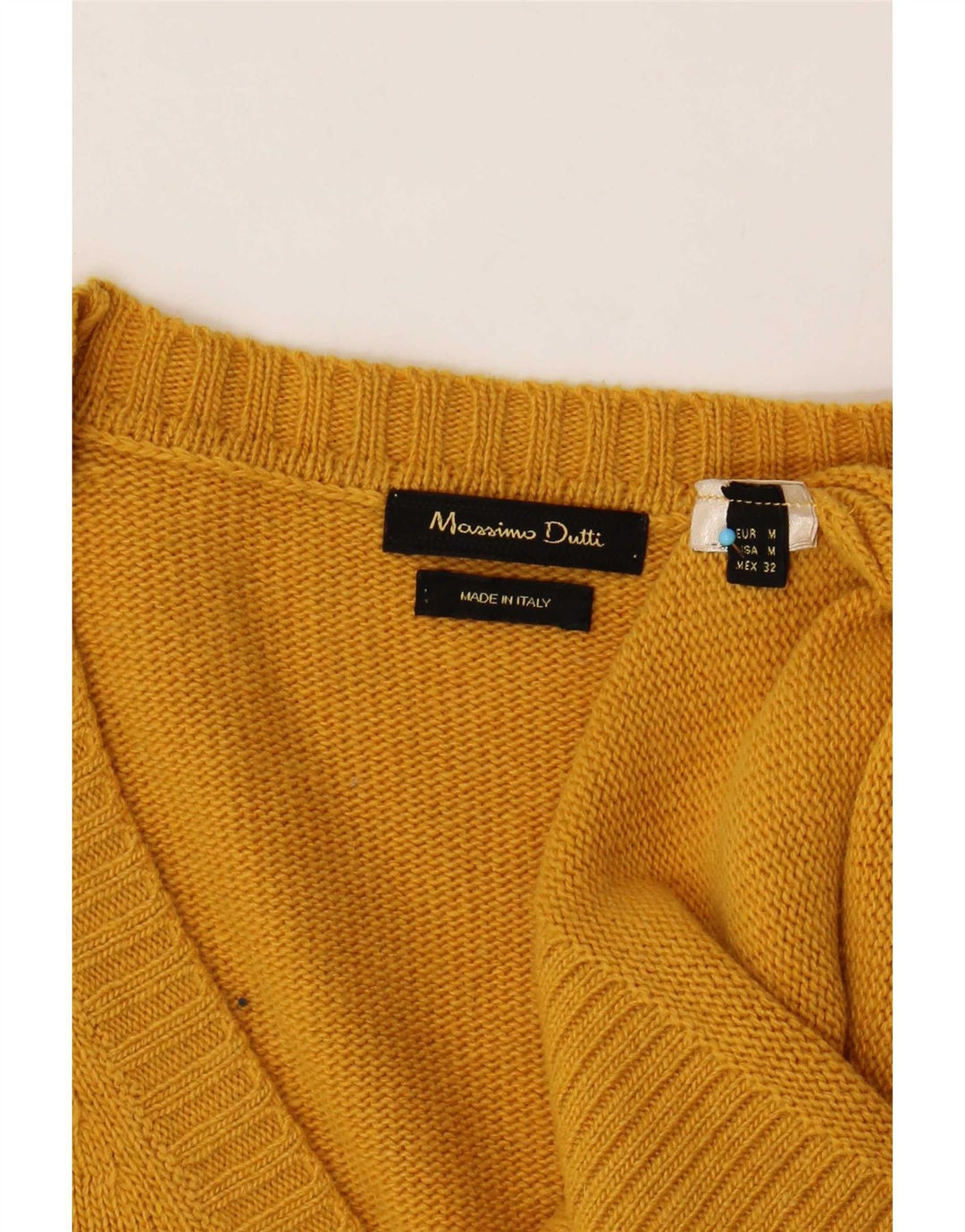 Massimo Dutti Maglione da donna a maniche corte con scollo a V UK 14 Giallo medio