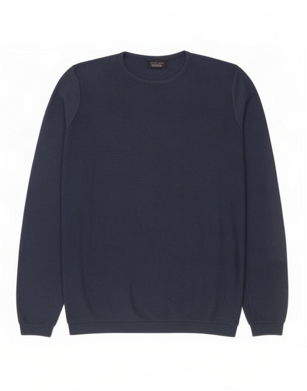 Maglione maglione girocollo da uomo Zara grande blu navy