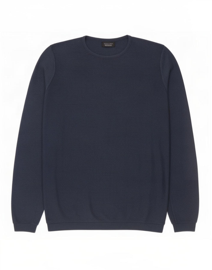 Maglione maglione girocollo da uomo Zara grande blu navy