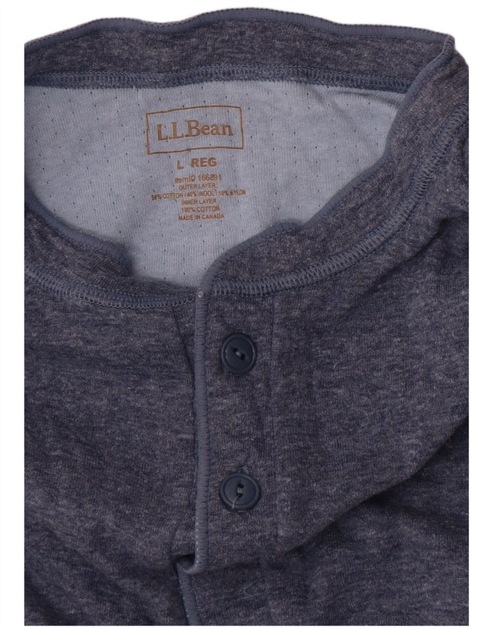 L.L.Bean Top da uomo a maniche lunghe in cotone blu grande