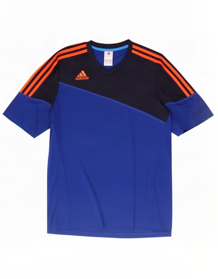 T-shirt Adidas Climalite da uomo, grande, in poliestere color block blu
