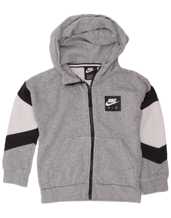 Felpa con cappuccio e zip grafica Nike da ragazzo 6-7 anni XS in cotone color block grigio