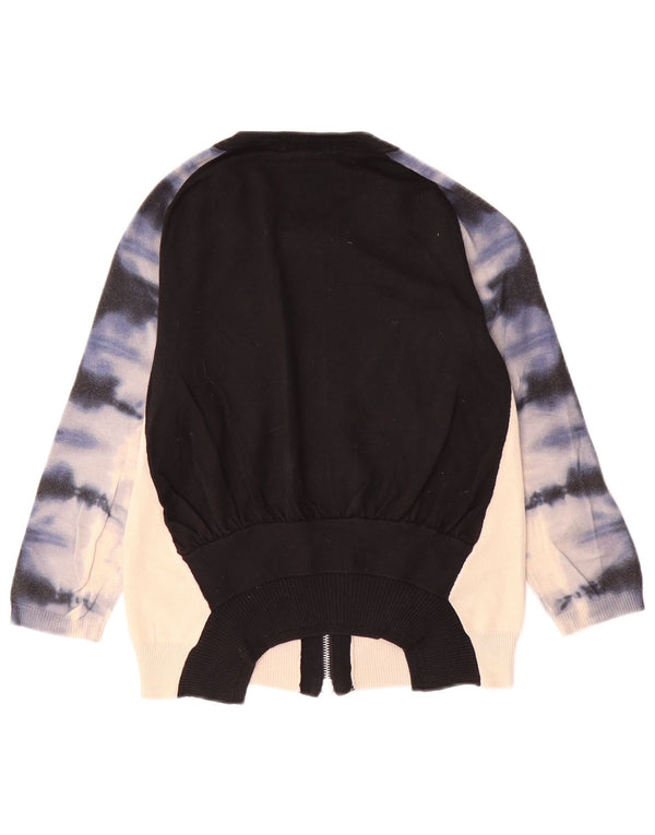 Maglione cardigan da donna Karen Millen UK 8 piccolo cotone tie dye bianco