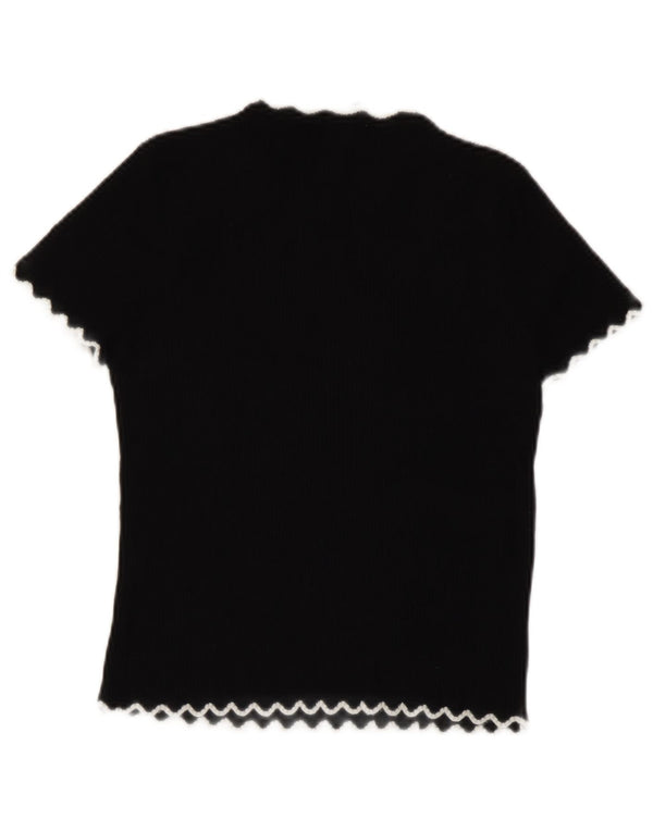 T-shirt corta da donna Zara UK 10 piccola in viscosa nera