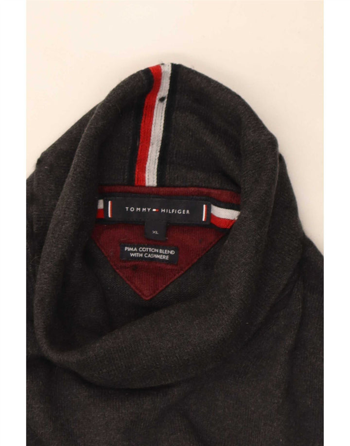 Maglione maglione a collo alto da uomo Tommy Hilfiger XL in cotone grigio