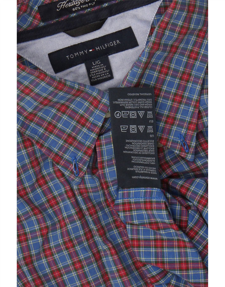 TOMMY HILFIGER Camicia Heritage da uomo in cotone a quadri blu grandi