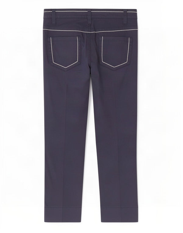 Pantaloni corti dritti da donna Moschino W28 L26 cotone blu navy