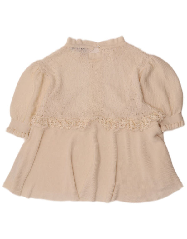Top Zara da donna con maniche a 3/4, taglia UK 12, poliestere floreale bianco sporco medio