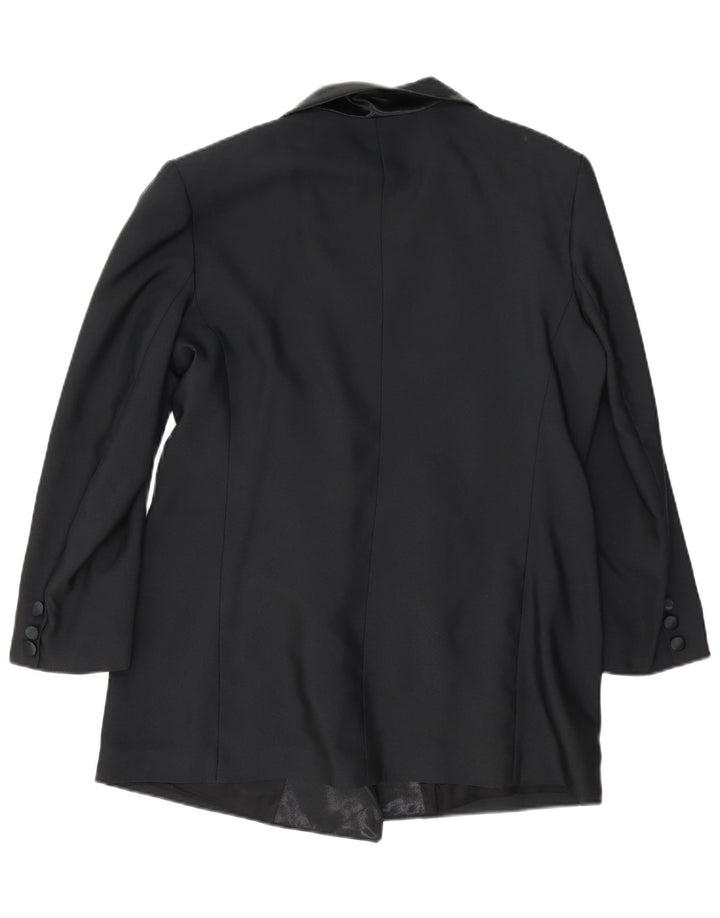 Giacca blazer doppiopetto vintage da donna UK 14 grande nera