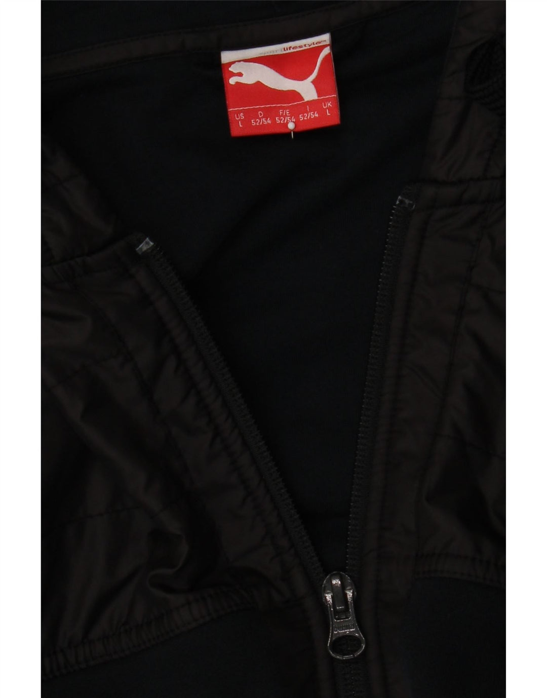 PUMA Mens Zip Hoodie Sweater Large Navy Blue Colourblock Vintage Puma and Second-Hand Puma from Messina Hembry 