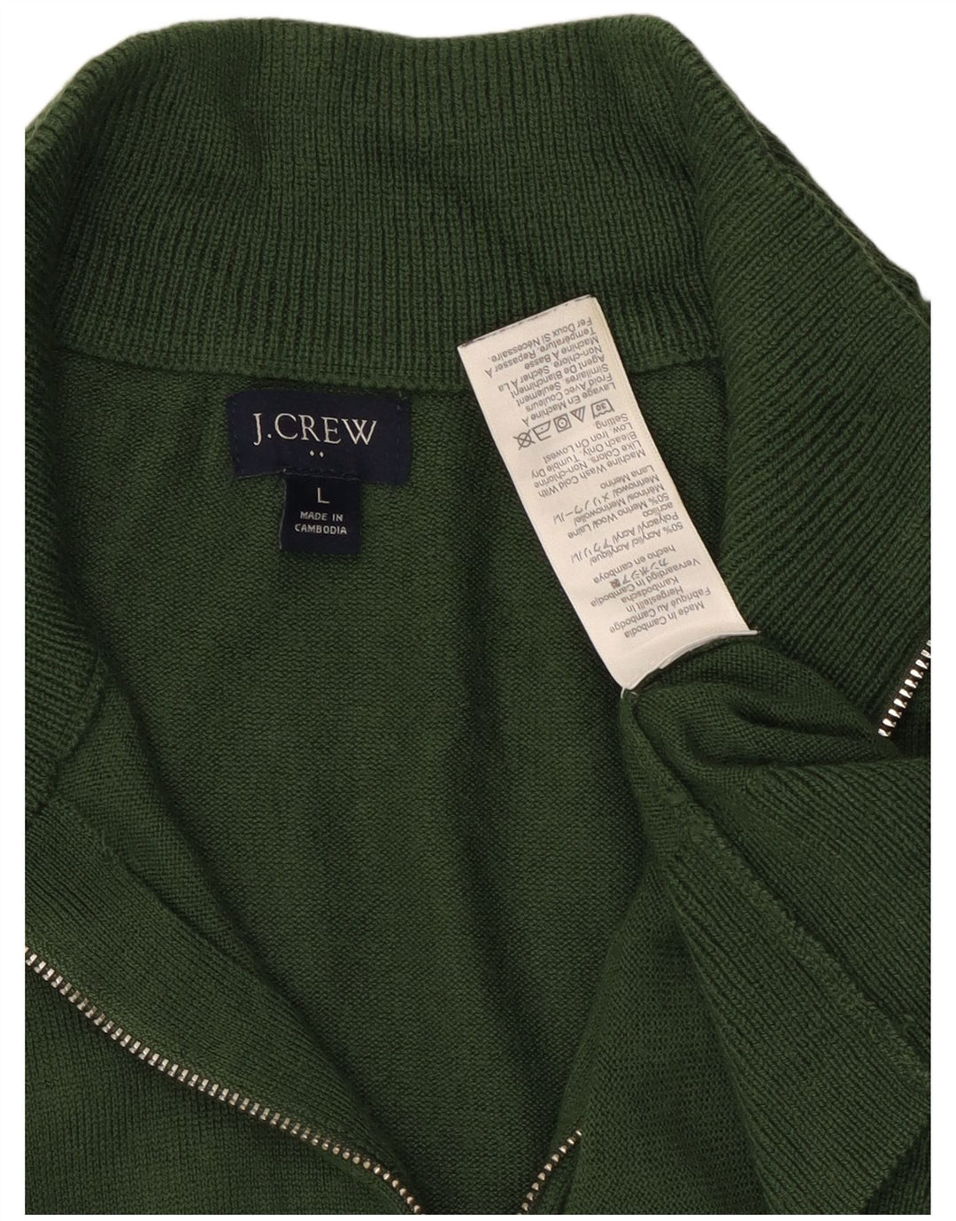 J. Crew Maglione da uomo con zip e collo grande in acrilico verde