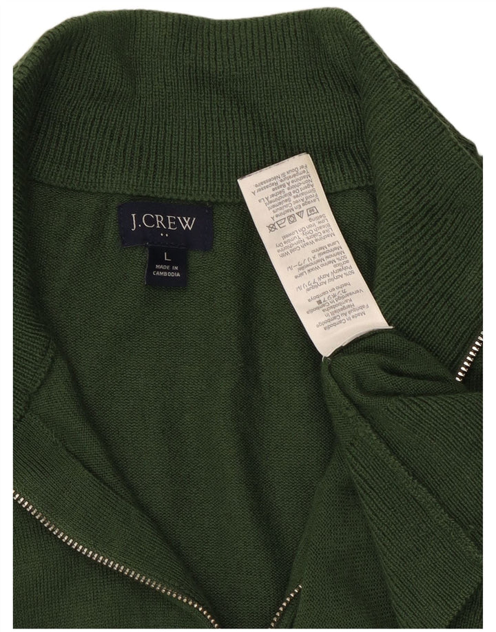 J. Crew Maglione da uomo con zip e collo grande in acrilico verde