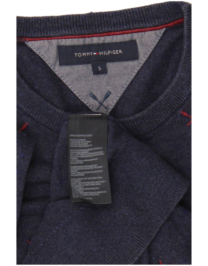 Maglione maglione girocollo da uomo Tommy Hilfiger piccolo poliestere blu navy