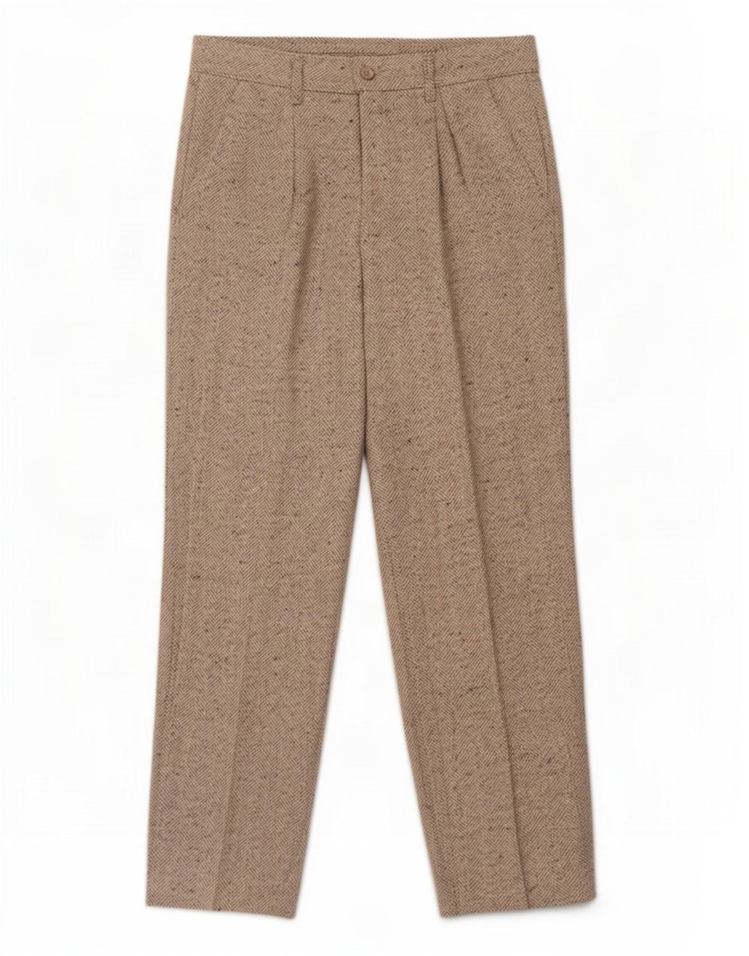 Pantaloni chino dritti da uomo vintage W30 L30 in lana a spina di pesce grigia