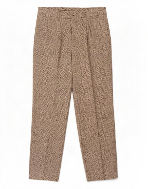Pantaloni chino dritti da uomo vintage W30 L30 in lana a spina di pesce grigia