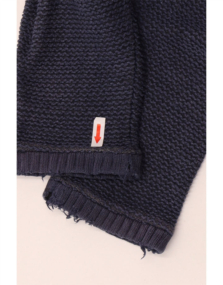 Felpa da uomo con collo con zip Weird Fish, maglione grande, blu navy