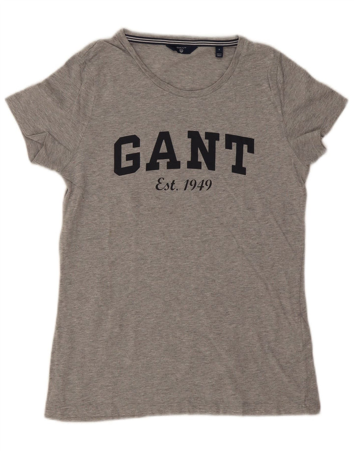 Gant T-shirt grafica da uomo Top in cotone chiazzato grigio piccolo