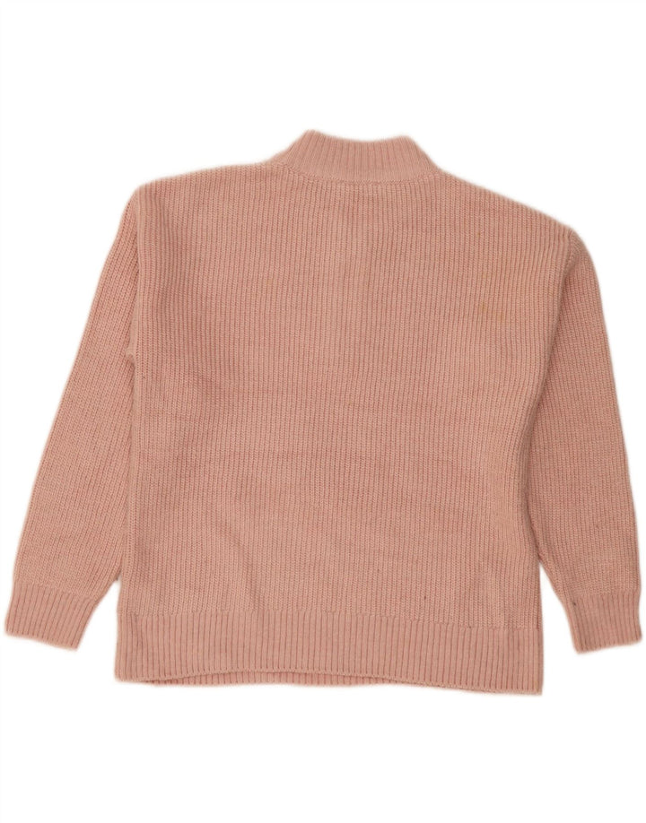 MARKS & SPENCER Womens Zip Neck Jumper Sweater UK 12 Medium Pink Acrylic Vintage Marks & Spencer and Second-Hand Marks & Spencer from Messina Hembry 
