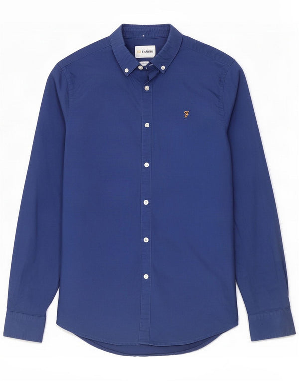Farah Mens Slim Fit Shirt Small Blue Cotton