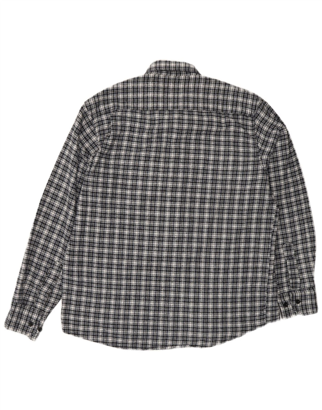 Camicia vintage da uomo in flanella taglia 42 grande cotone a quadri blu navy
