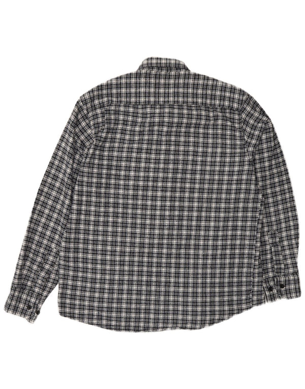 Camicia vintage da uomo in flanella taglia 42 grande cotone a quadri blu navy