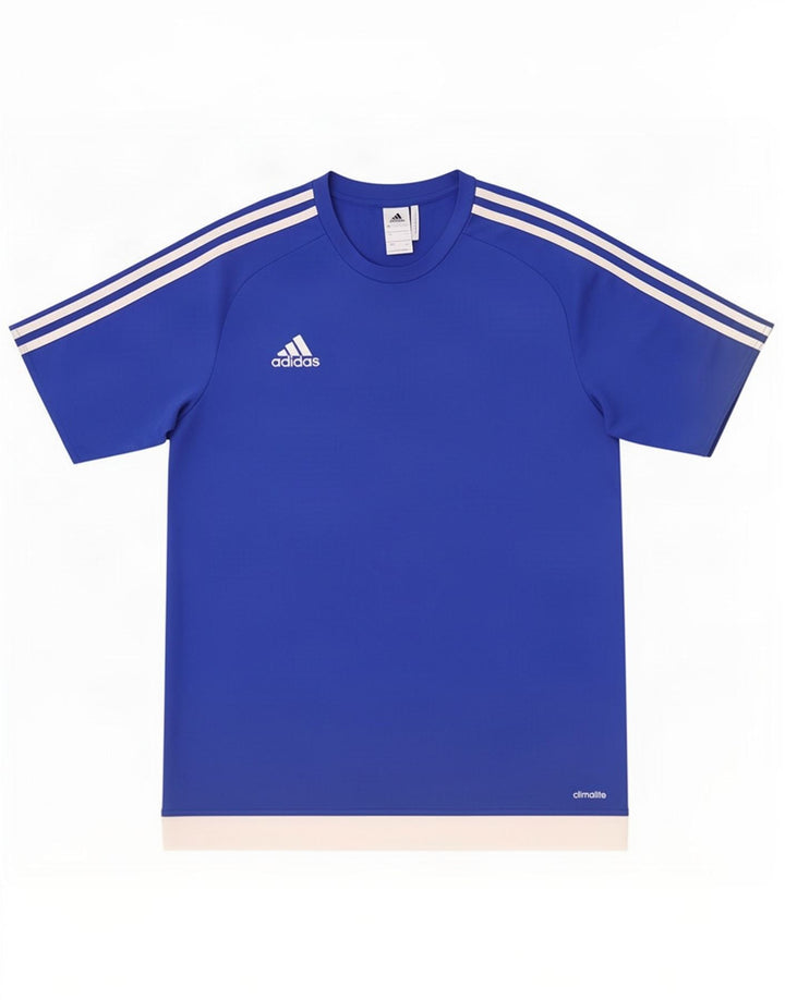 T-shirt Adidas Climalite da uomo, grande, in poliestere color block blu