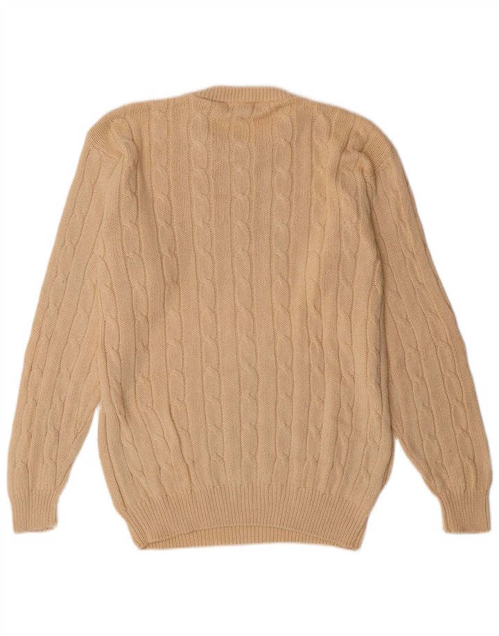 ZANOLINI Mens Crew Neck Jumper Sweater Medium Beige Cotton