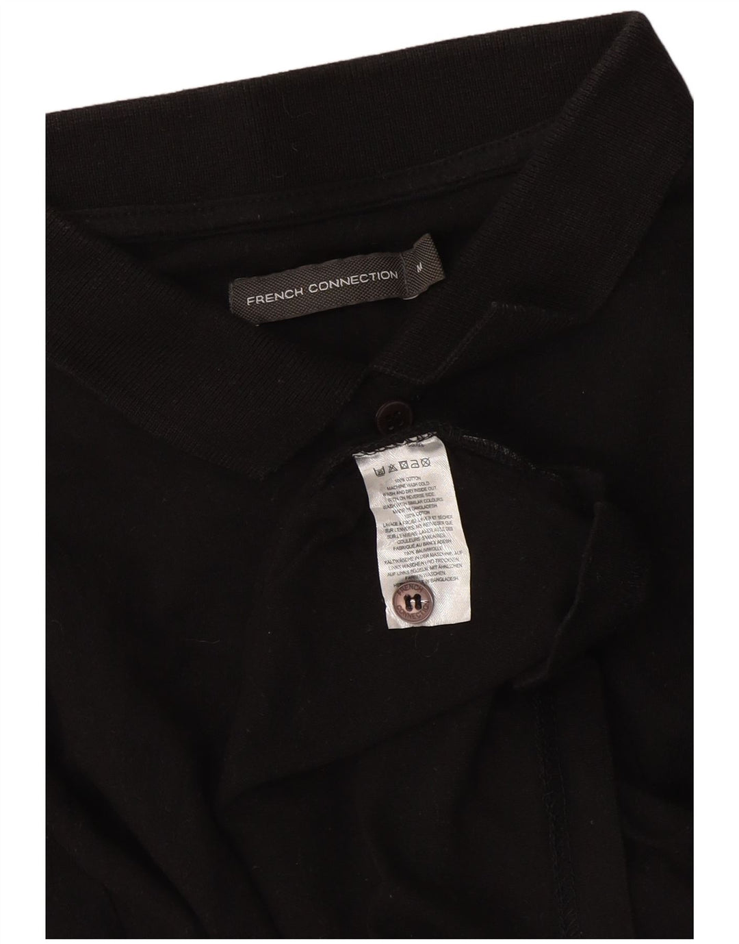 Polo da uomo a maniche lunghe French Connection in cotone nero medio