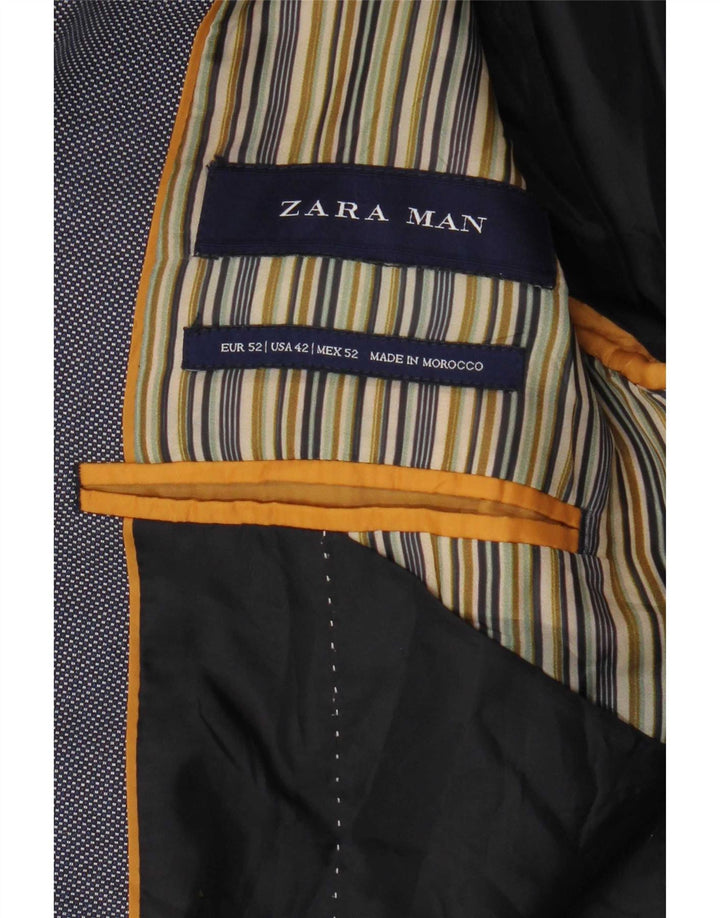 Giacca blazer da uomo a 1 bottone Zara EU 52 grande poliestere blu