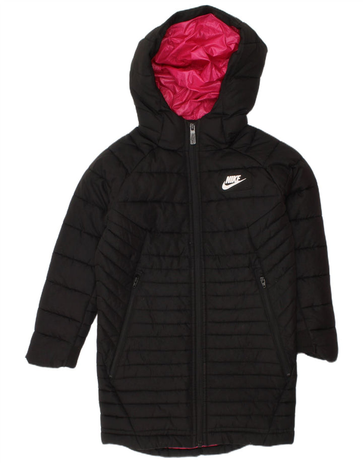 Cappotto imbottito con cappuccio Nike per ragazze 4-5 anni piccolo in poliestere nero