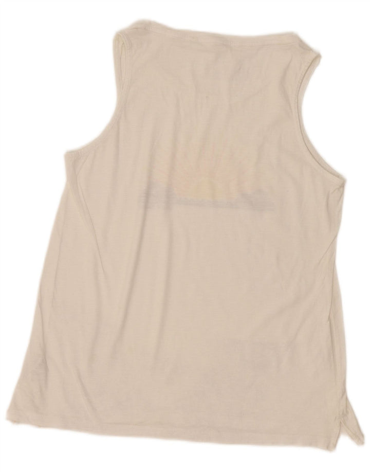 Canottiera grafica da donna Fat Face UK 12 Cotone bianco medio